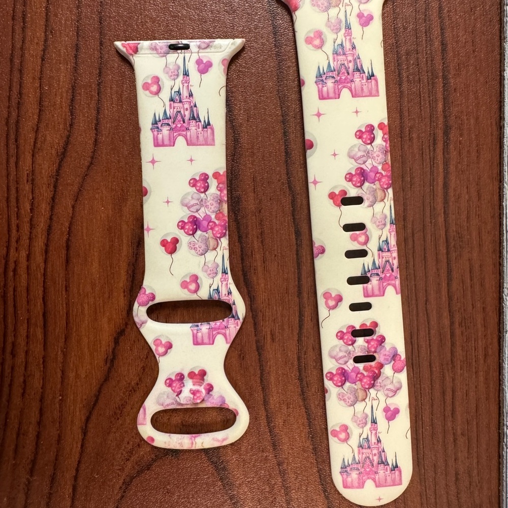 Silicon Apple Watch Castle Print Watch Band - Pink
